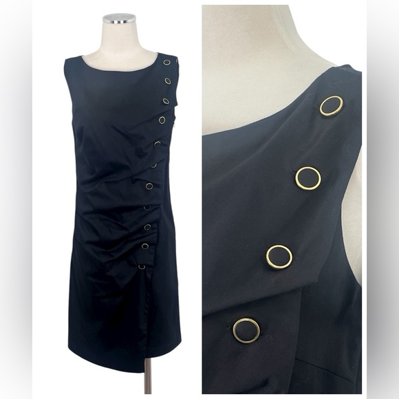 Richard Malcolm Dresses & Skirts - NWT ($88) Richard Malcolm Black Sleeveless Ruched Button Detail MIDI Dress Sz 6